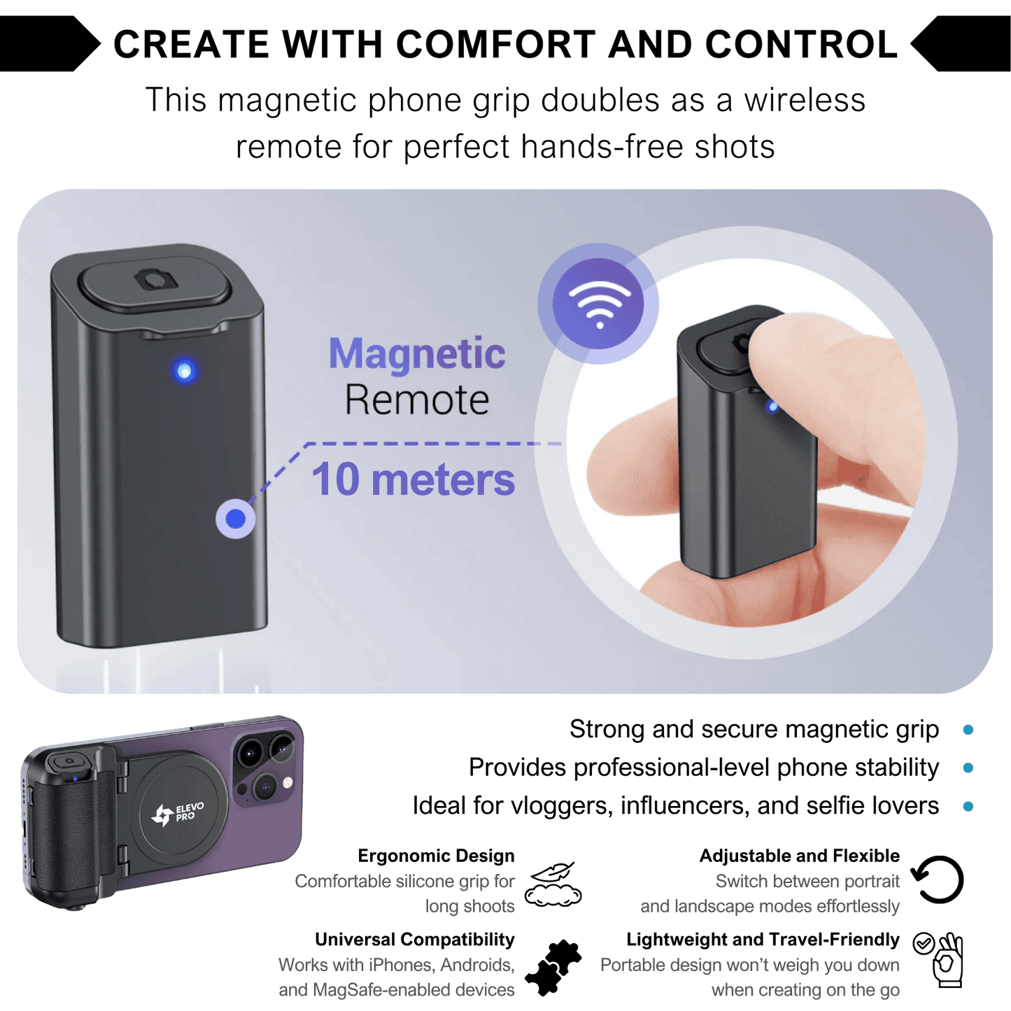 Uniluca™ MagGrip Vlogger Pro – Works on all smartphones