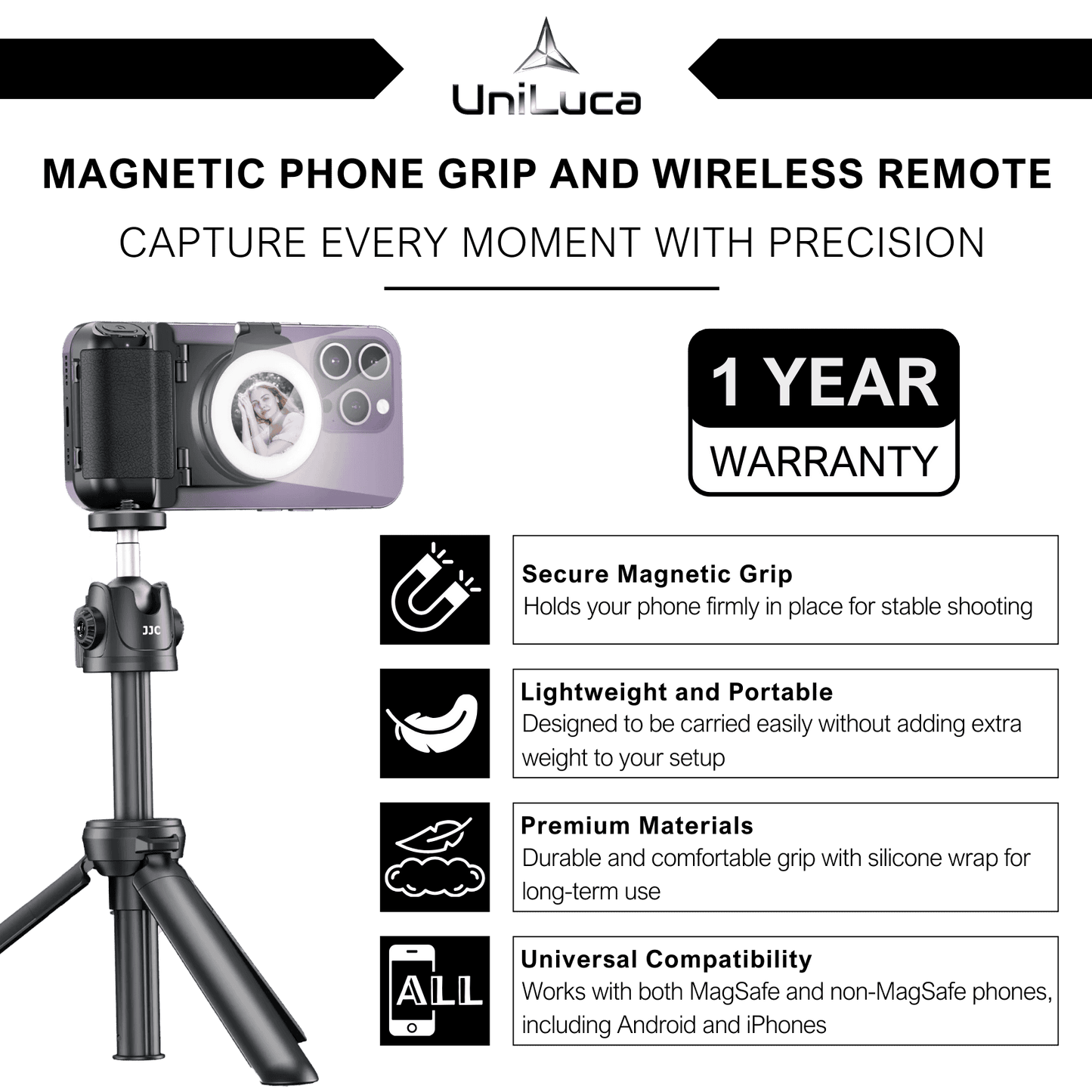 Uniluca™ MagGrip Vlogger Pro – Works on all smartphones