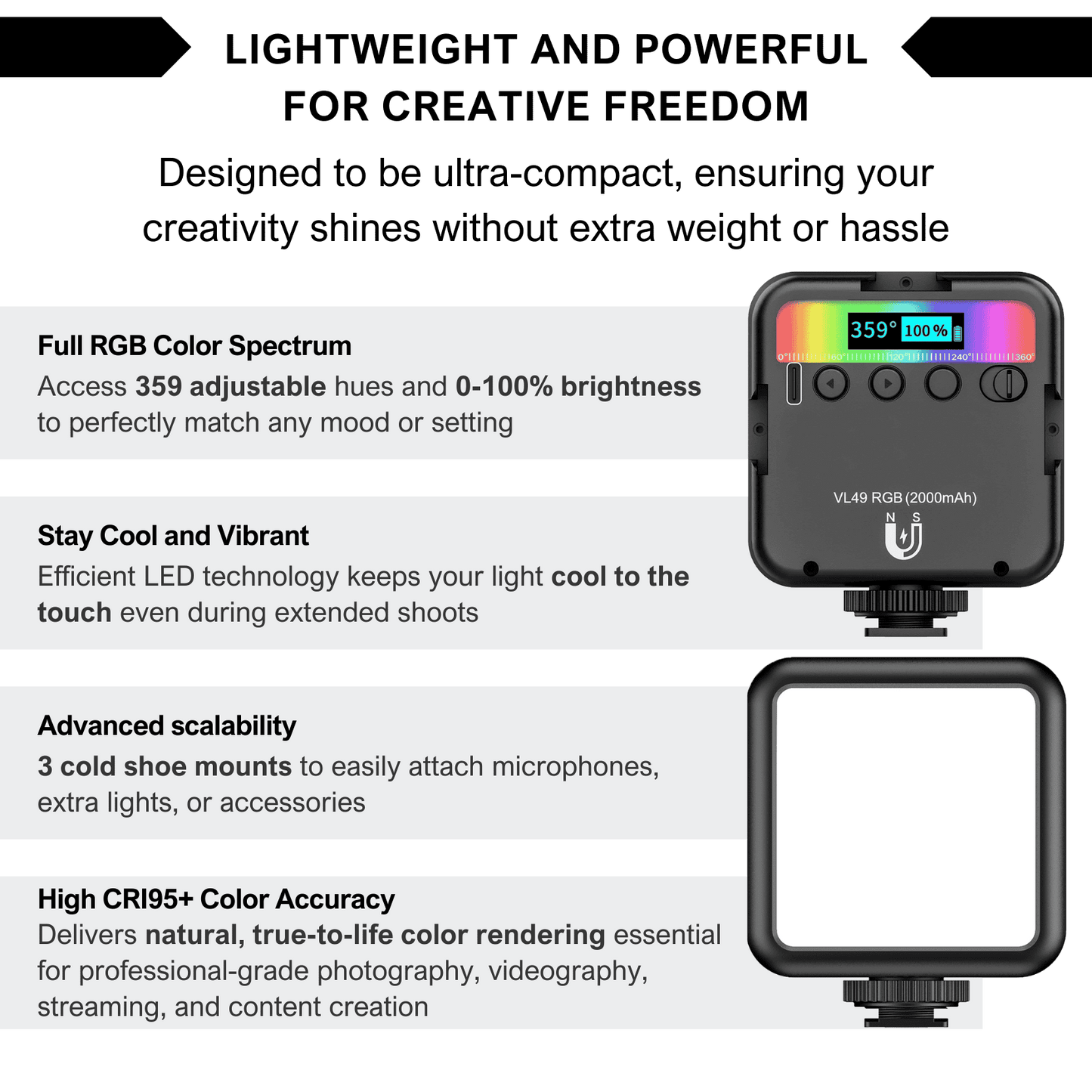 UniLuca™ SpectrumPro RGB LED Video Light