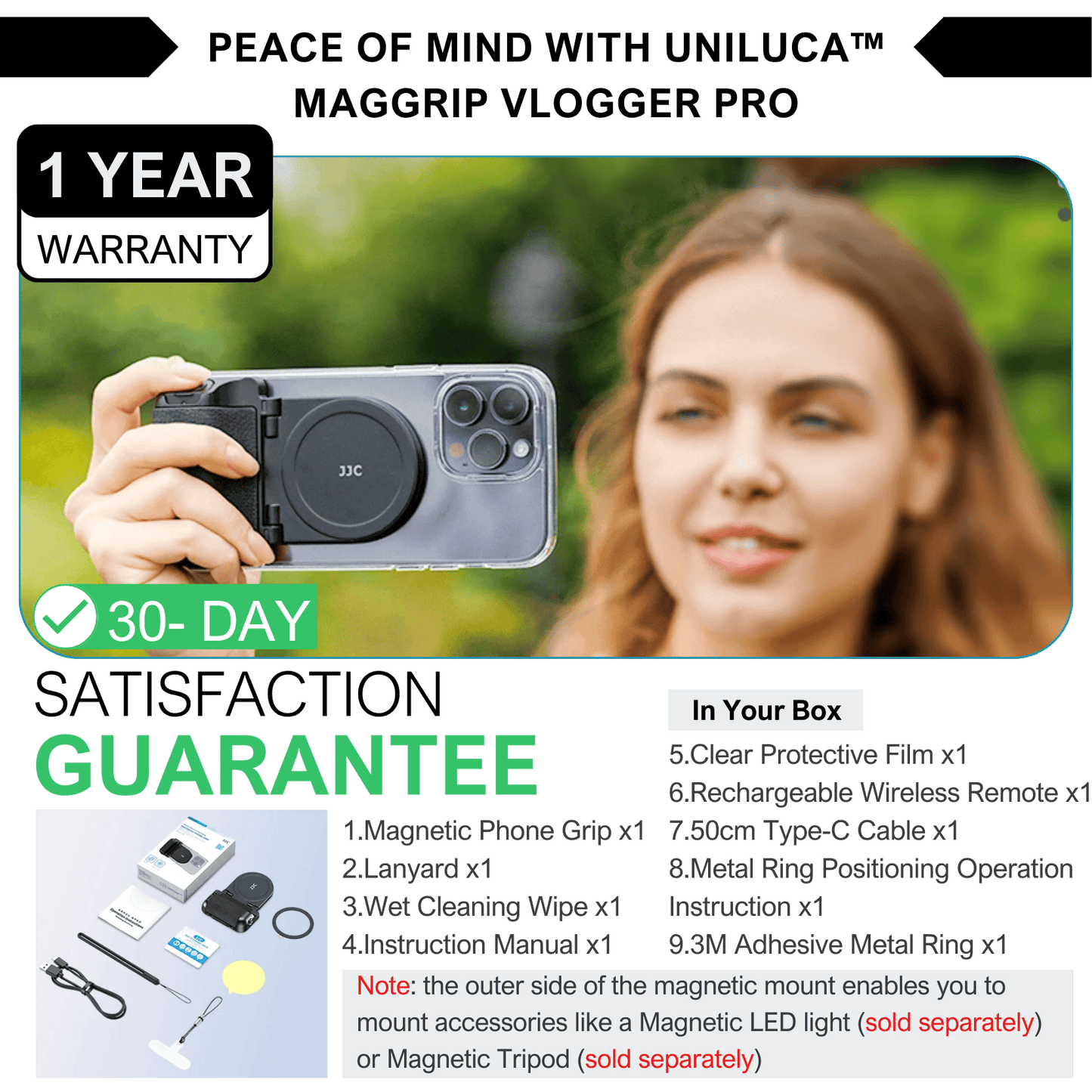 Uniluca™ MagGrip Vlogger Pro – Works on all smartphones