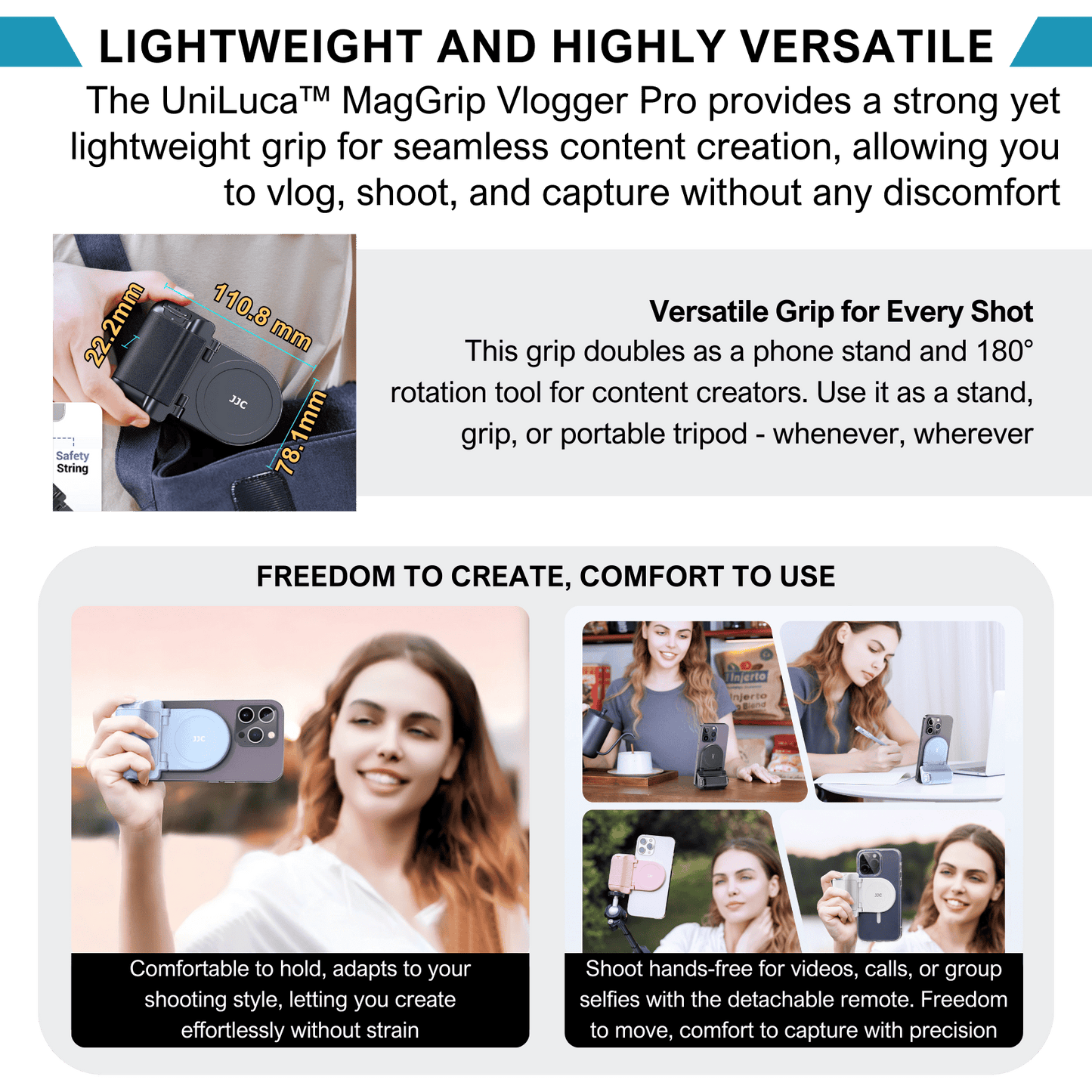 Uniluca™ MagGrip Vlogger Pro – Works on all smartphones
