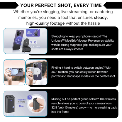 Uniluca™ MagGrip Vlogger Pro – Works on all smartphones